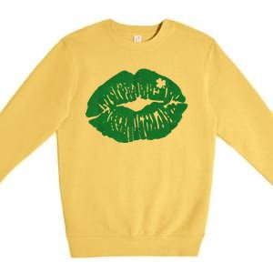 Shamrock Lip St Patricks Day Premium Crewneck Sweatshirt