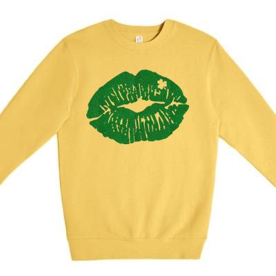 Shamrock Lip St Patricks Day Premium Crewneck Sweatshirt