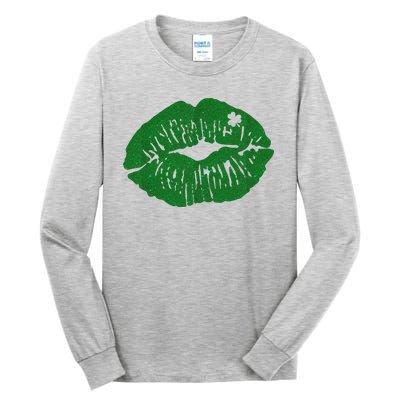 Shamrock Lip St Patricks Day Tall Long Sleeve T-Shirt