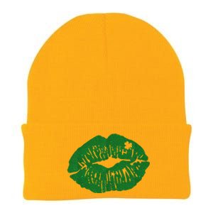 Shamrock Lip St Patricks Day Knit Cap Winter Beanie