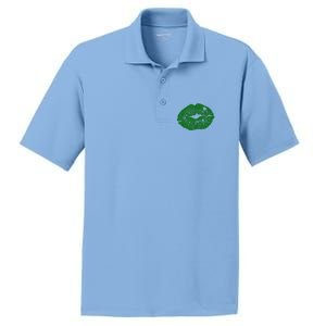 Shamrock Lip St Patricks Day PosiCharge RacerMesh Polo