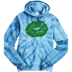 Shamrock Lip St Patricks Day Tie Dye Hoodie