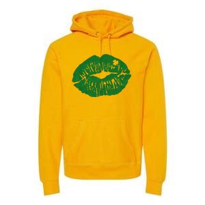 Shamrock Lip St Patricks Day Premium Hoodie