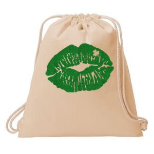 Shamrock Lip St Patricks Day Drawstring Bag