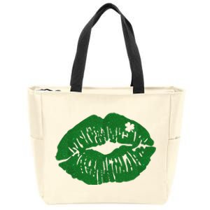 Shamrock Lip St Patricks Day Zip Tote Bag