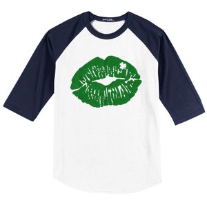 Shamrock Lip St Patricks Day Baseball Sleeve Shirt