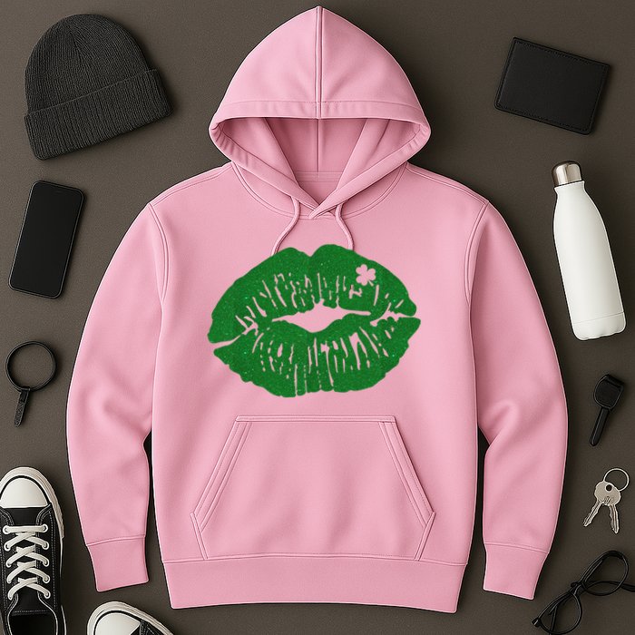 Shamrock Lip St Patricks Day Hoodie