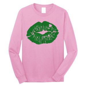 Shamrock Lip St Patricks Day Long Sleeve Shirt