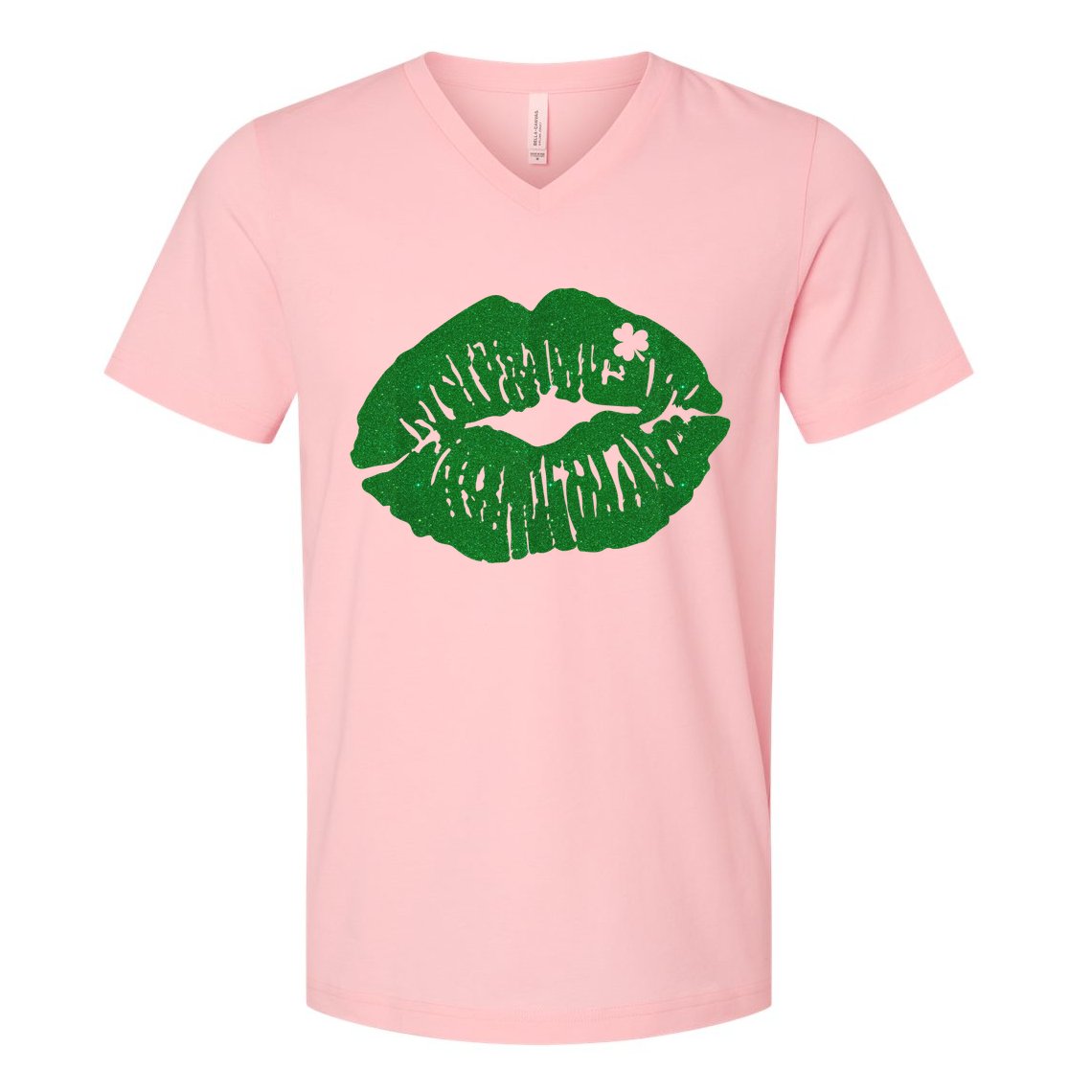 Shamrock Lip St Patricks Day V-Neck T-Shirt
