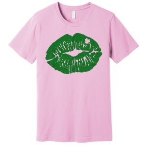 Shamrock Lip St Patricks Day Premium T-Shirt