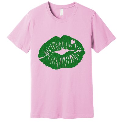 Shamrock Lip St Patricks Day Premium T-Shirt