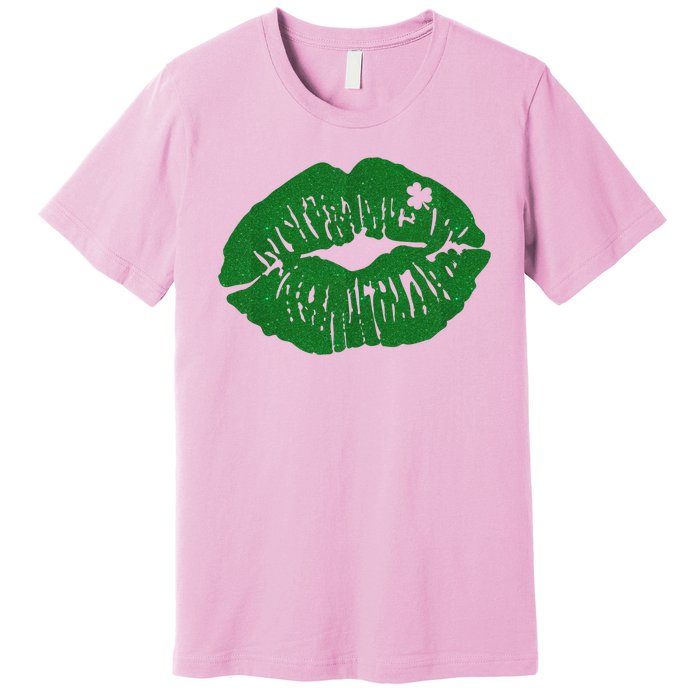 Shamrock Lip St Patricks Day Premium T-Shirt