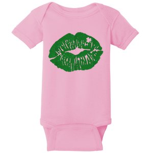 Shamrock Lip St Patricks Day Baby Bodysuit