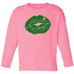 Shamrock Lip St Patricks Day Toddler Long Sleeve Shirt