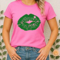 Shamrock Lip St Patricks Day Womens T-Shirt