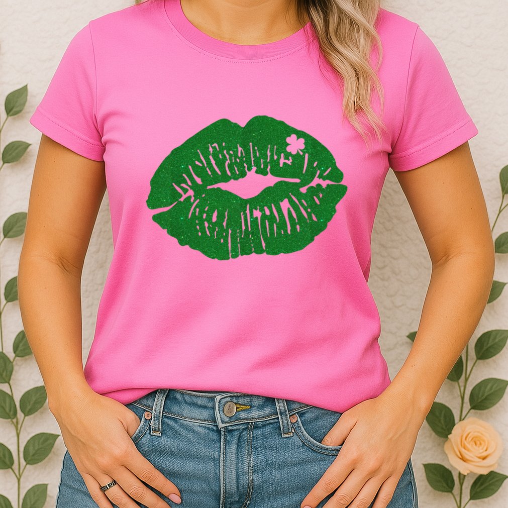 Shamrock Lip St Patricks Day Womens T-Shirt