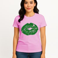 Shamrock Lip St Patricks Day Womens T-Shirt