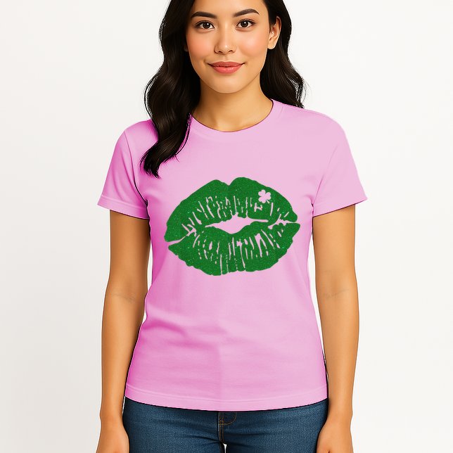 Shamrock Lip St Patricks Day Womens T-Shirt
