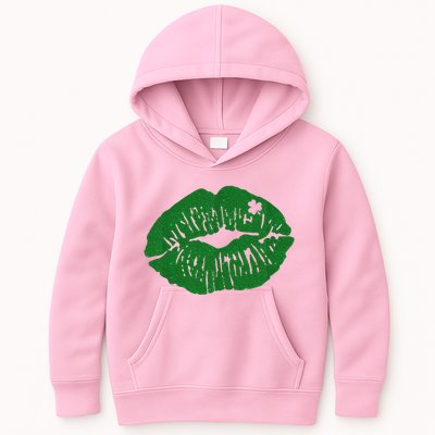 Shamrock Lip St Patricks Day Kids Hoodie