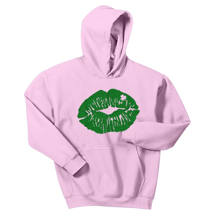 Shamrock Lip St Patricks Day Kids Hoodie