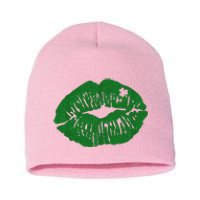 Shamrock Lip St Patricks Day Short Acrylic Beanie