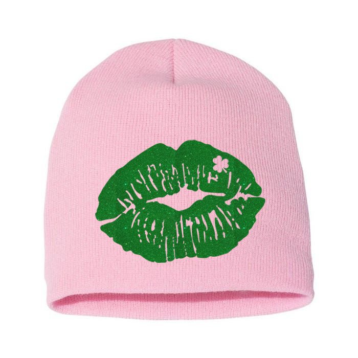 Shamrock Lip St Patricks Day Short Acrylic Beanie