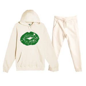 Shamrock Lip St Patricks Day Premium Hooded Sweatsuit Set