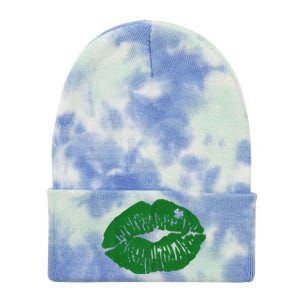 Shamrock Lip St Patricks Day Tie Dye 12in Knit Beanie