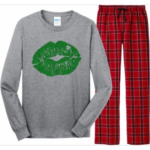 Shamrock Lip St Patricks Day Long Sleeve Pajama Set