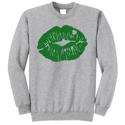 Shamrock Lip St Patricks Day Tall Sweatshirt