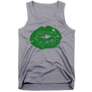 Shamrock Lip St Patricks Day Tank Top