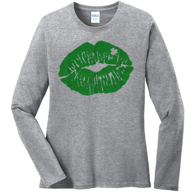 Shamrock Lip St Patricks Day Ladies Long Sleeve Shirt