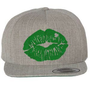 Shamrock Lip St Patricks Day Wool Snapback Cap