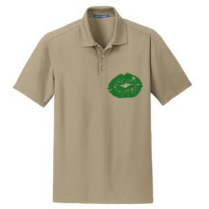 Shamrock Lip St Patricks Day Dry Zone Grid Polo