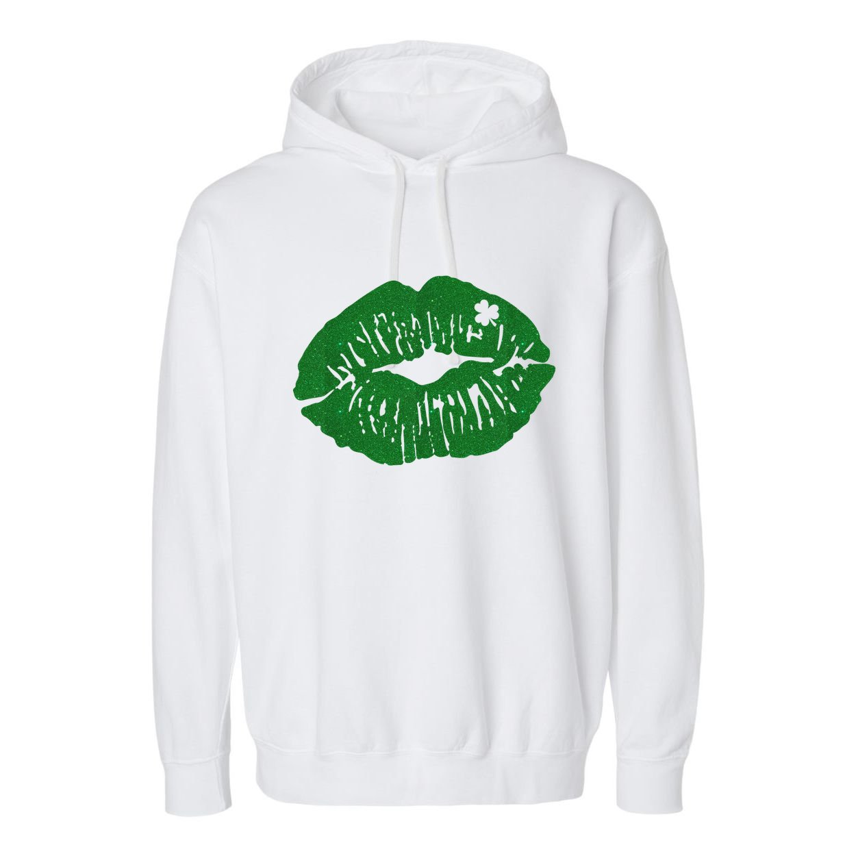 Shamrock Lip St Patricks Day Garment-Dyed Fleece Hoodie