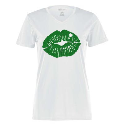 Shamrock Lip St Patricks Day Women's Momentum V-Neck T-Shirt