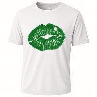 Shamrock Lip St Patricks Day Cooling Performance Crew T-Shirt