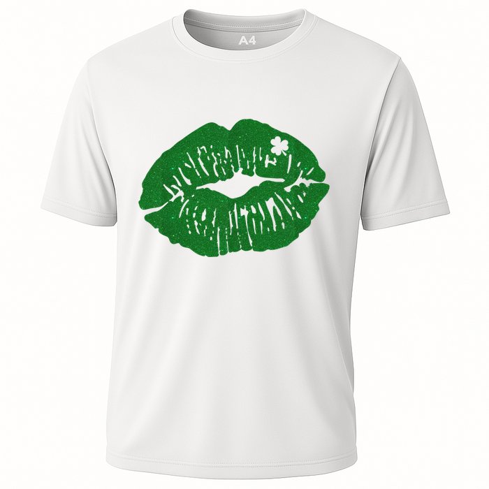 Shamrock Lip St Patricks Day Cooling Performance Crew T-Shirt