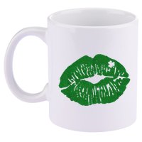 Shamrock Lip St Patricks Day 11oz C Handle Ceramic Mug