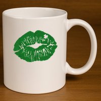 Shamrock Lip St Patricks Day 11oz C Handle Ceramic Mug