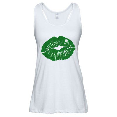 Shamrock Lip St Patricks Day Ladies Essential Flowy Tank