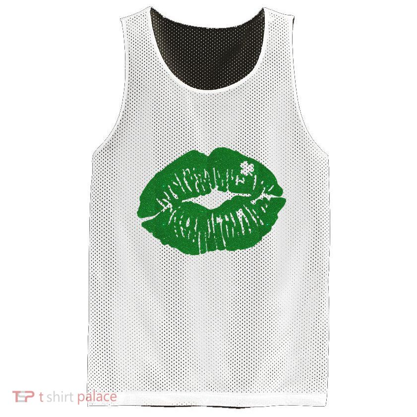Shamrock Lip St Patricks Day Mesh Reversible Basketball Jersey Tank