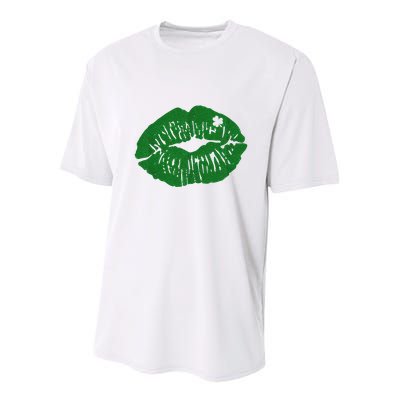 Shamrock Lip St Patricks Day Youth Performance Sprint T-Shirt