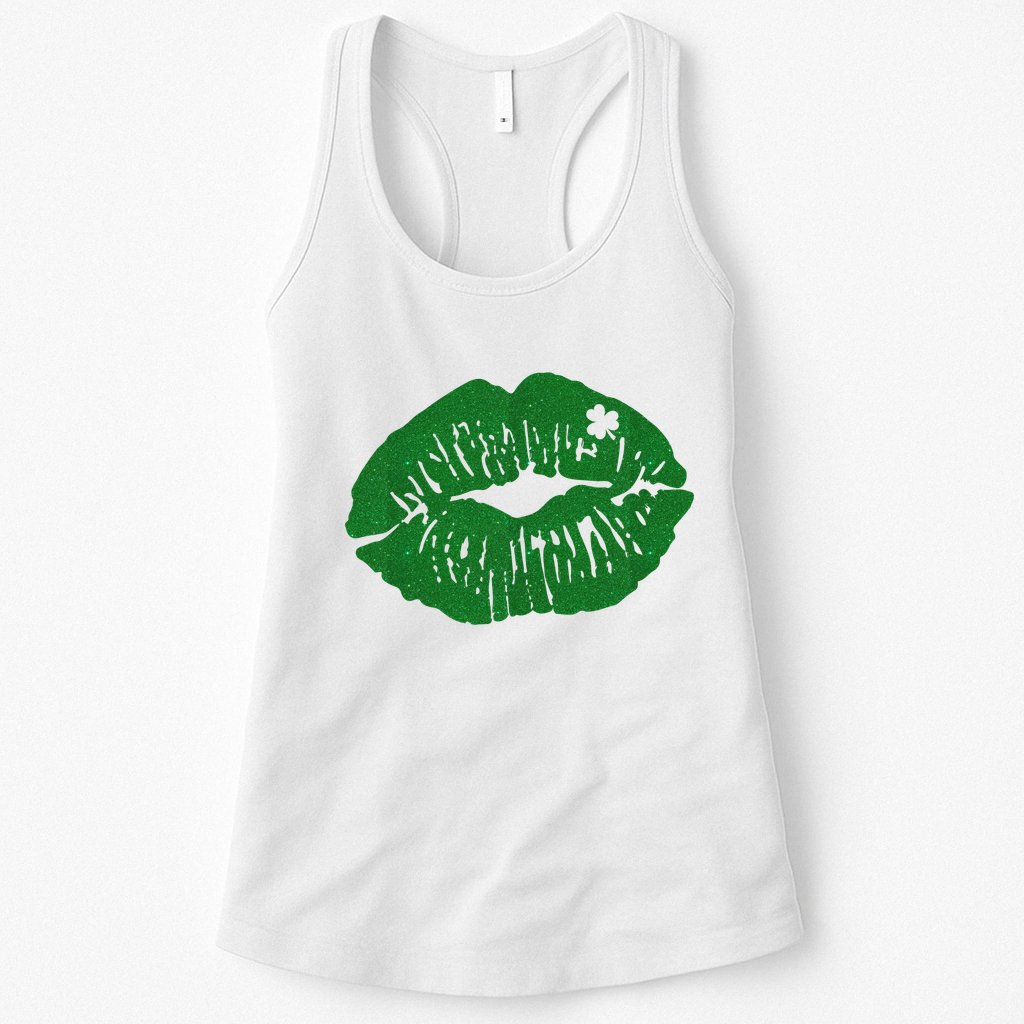 Shamrock Lip St Patricks Day Womens Tank Top
