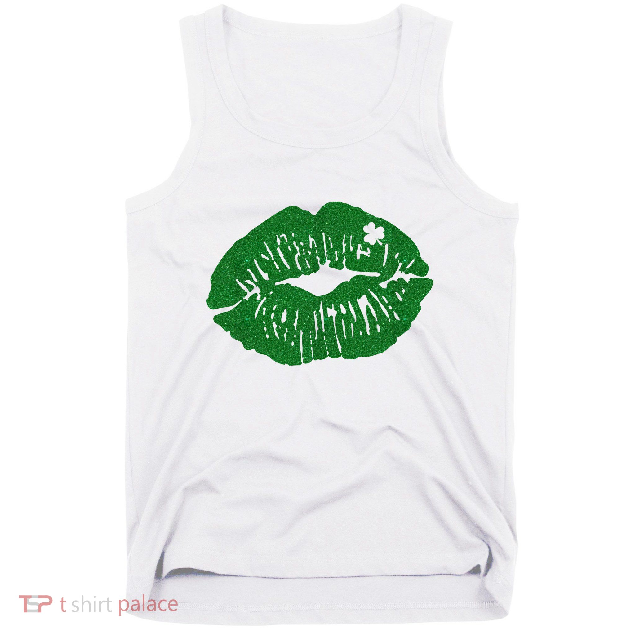 Shamrock Lip St Patricks Day Tank Top