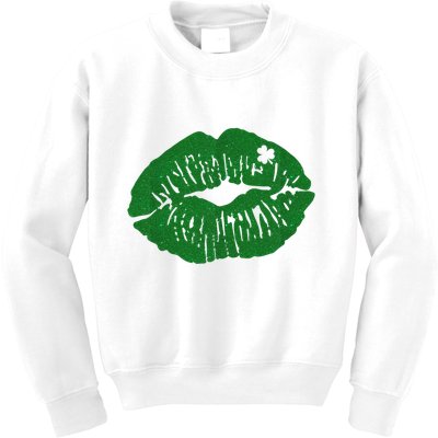 Shamrock Lip St Patricks Day Kids Sweatshirt