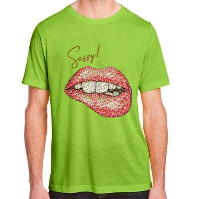 Sassy Lips Sexy Girl Graphic Sexy Lips Biting Adult ChromaSoft Performance T-Shirt