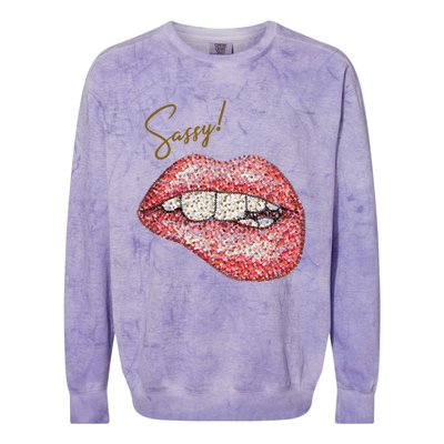 Sassy Lips Sexy Girl Graphic Sexy Lips Biting Colorblast Crewneck Sweatshirt