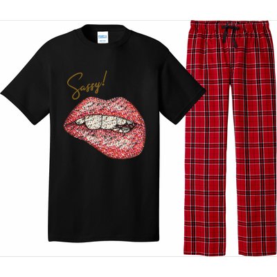 Sassy Lips Sexy Girl Graphic Sexy Lips Biting Pajama Set