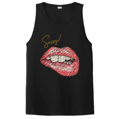 Sassy Lips Sexy Girl Graphic Sexy Lips Biting PosiCharge Competitor Tank